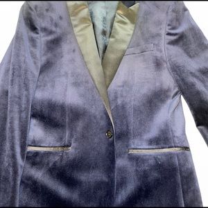 Mens 38r Express Slim Fit Navy Velvet Blazer
